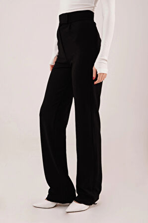 Cırt Kapama Detaylı iyah Pantolon