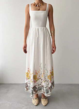 azi Çiçek Desenli Elbise