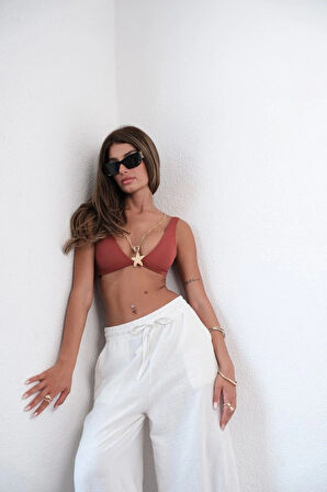 Aksesuar Detay Keten Pantolon