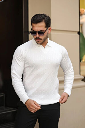 Erkek Saç örgü Desen Uzun Kollu Triko