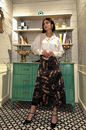 iyah Baskılı Kroşetalı Etek