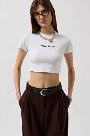 Nepo Baskılı Crop TShirt