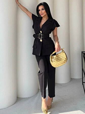 Vatkalı Yelek Pantolon İkili Takım