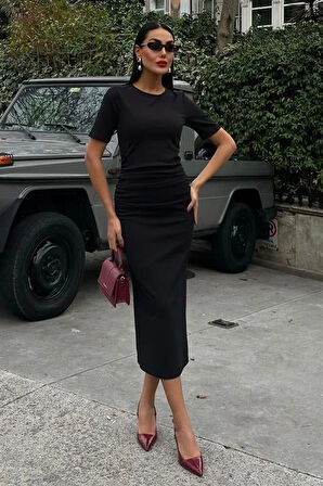 Beli Büzgülü idi Elbise 2853