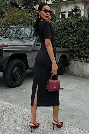 Beli Büzgülü idi Elbise 2853