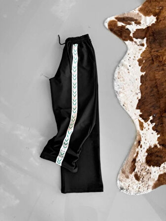 İki İplik Kumaş Şeritli Alt Esofman  iyah