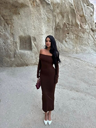 Kadın Uzun Kollu adonna Yaka idi Boy Elbise