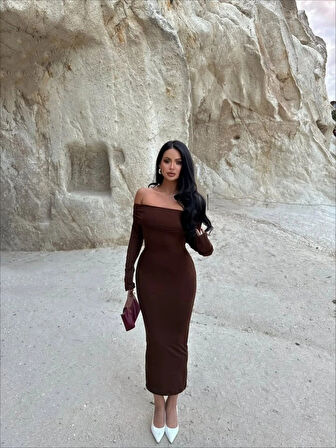 Kadın Uzun Kollu adonna Yaka idi Boy Elbise