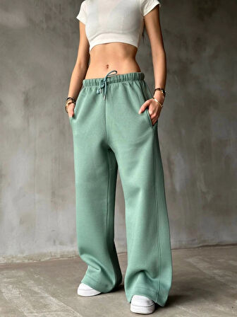 Palazzo Bol Paça Eşofman Pantolon  Yeşil