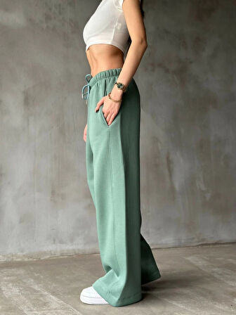Palazzo Bol Paça Eşofman Pantolon  Yeşil
