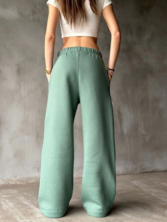 Palazzo Bol Paça Eşofman Pantolon  Yeşil