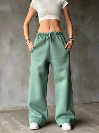 Palazzo Bol Paça Eşofman Pantolon  Yeşil