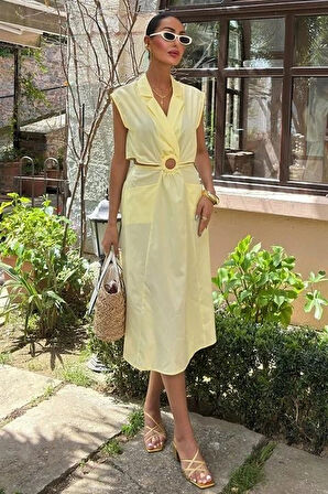 Göbeği Halka Detaylı idi Boy Elbise 2896