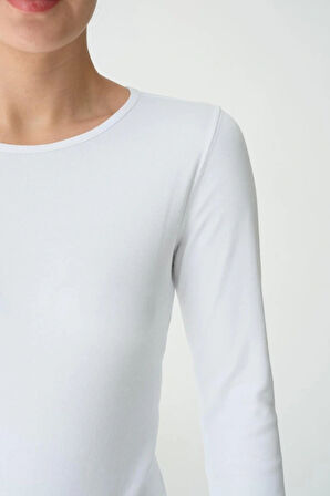 Uzun Kol Örme Body  Beyaz