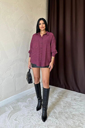 Fuşya Işıltılı Gömlek