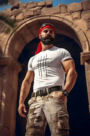 Unisex Bisiklet Yaka Baskılı Oversize Thirt  Beyaz