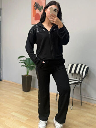 Kadın Iki Iplik Kumaş Pul Ve Fermuar Detaylı Ikili Takım