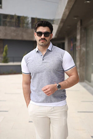 Erkek Polo Yaka Fermuar Detaylı Tişört