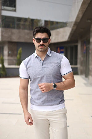 Erkek Polo Yaka Fermuar Detaylı Tişört