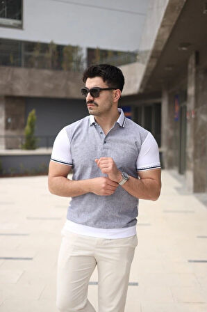 Erkek Polo Yaka Fermuar Detaylı Tişört