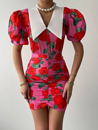 Perast Çiçek Detaylı Elbise