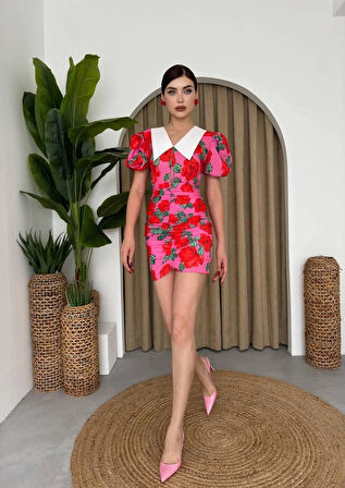 Perast Çiçek Detaylı Elbise