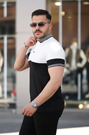 Erkek Yakalı çift Renk Kısa Kollu Tshirt