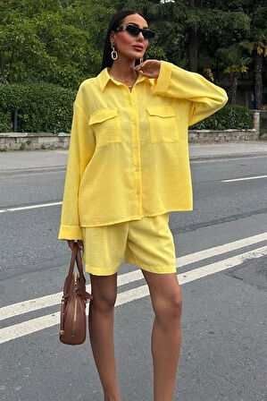 Gömlek Ve Şort Flamlı Keten Takım 10130