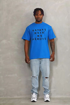 Unisex Oversize Baskılı Bisiklet Yaka Thirt  avi