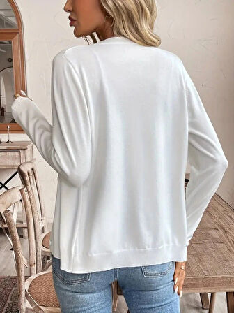 Kadın Uzun Kollu önden Düğmeli Triko Ceket