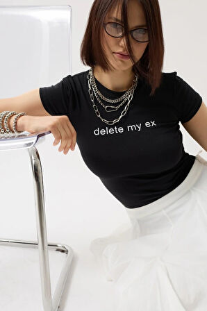 Baskılı Likralı Crop TShirt