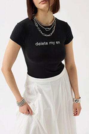 Baskılı Likralı Crop TShirt