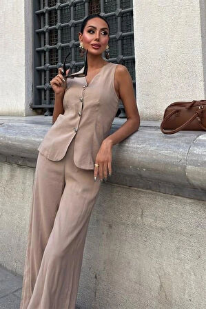 Arkası Bağcıklı Yelek Plazza Pantolon odal Takım 1020208