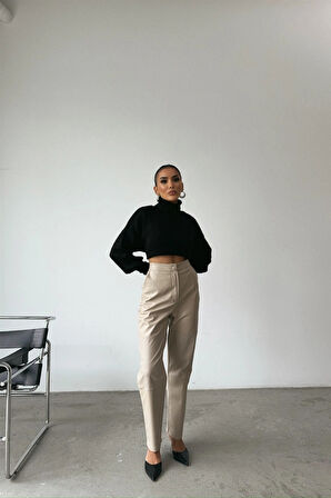 DERİ PANTOON DİZ PARÇAI  Taş