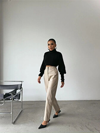 DERİ PANTOON DİZ PARÇAI  Taş