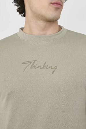 Unisex Bisiklet Yaka lim Fit Thirt Açık Yeşil