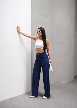 Yüksek Bel Straight Fit Palazzo Pantolon