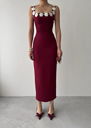 ıng Çiçek Detaylı Elbise