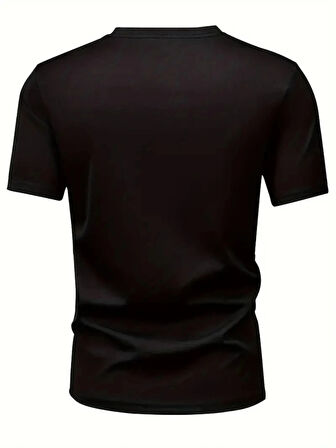 Baskılı Oversize Bisiklet Yaka Tshirt  iyah