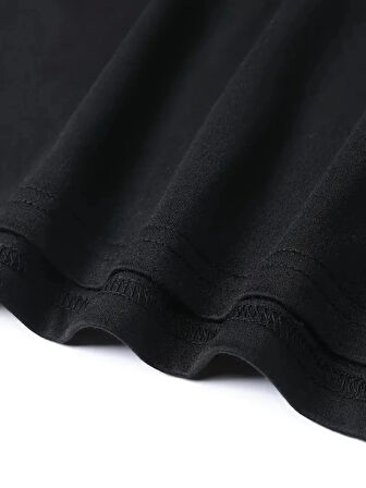 Baskılı Oversize Bisiklet Yaka Tshirt  iyah