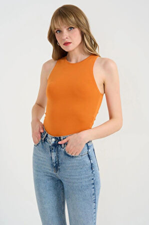 Örme Bisiklet Yaka Atlet  Oranj