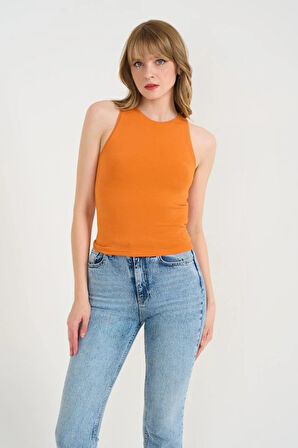 Örme Bisiklet Yaka Atlet  Oranj