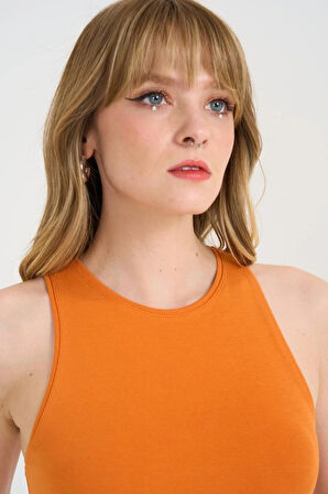 Örme Bisiklet Yaka Atlet  Oranj