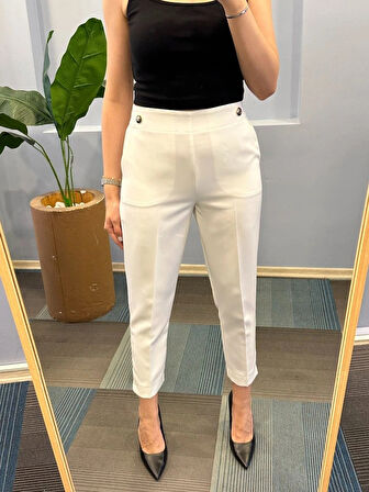 Bel Lasti̇kli̇ Düğmeli̇ Pantolon