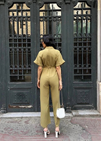 KETEN TULU BEL BAĞLAA DETAYLI  Yeşil