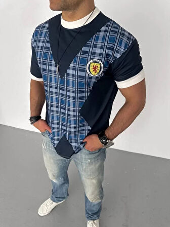 Unisex Bisiklet Yaka Baskılı Oversize Thirt  iyah