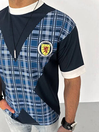 Unisex Bisiklet Yaka Baskılı Oversize Thirt  iyah