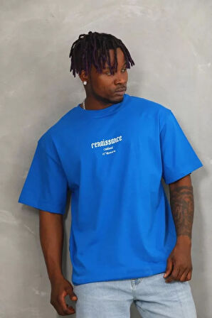 Unisex Oversize Baskılı Bisiklet Yaka Thirt  avi