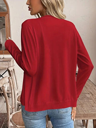 Kadın Uzun Kollu önden Düğmeli Triko Ceket