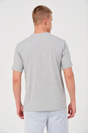 Unisex Düz Biskilet Yaka Oversize Tshirt  Gri